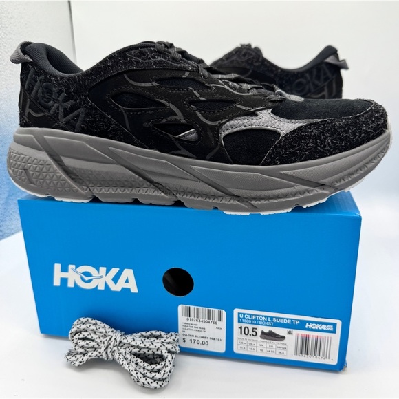 NWT Hoka Clifton Elite Terrain System L Suede Leather Black Grey Unisex Sneakers main image 16